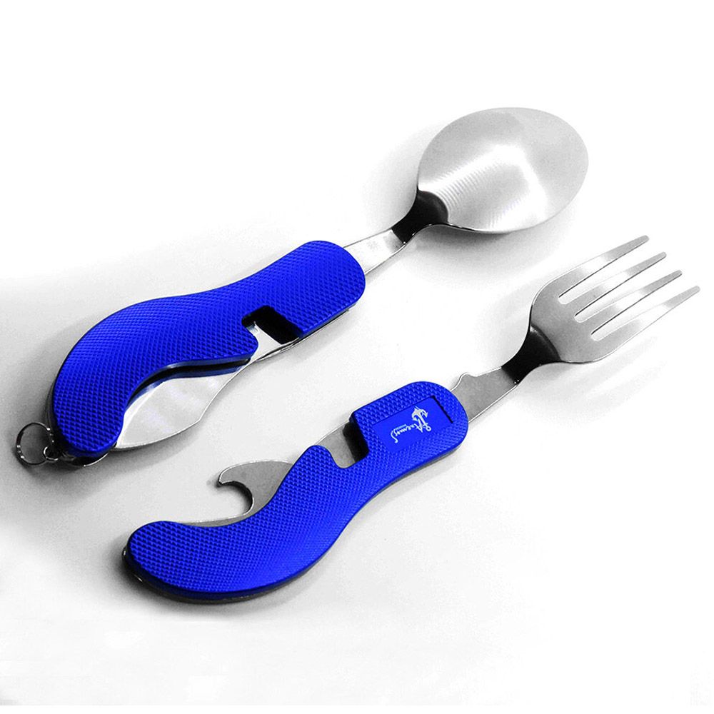 Anemoss - Multi functions Stainless Steel Camp Cutlery Set - Blue