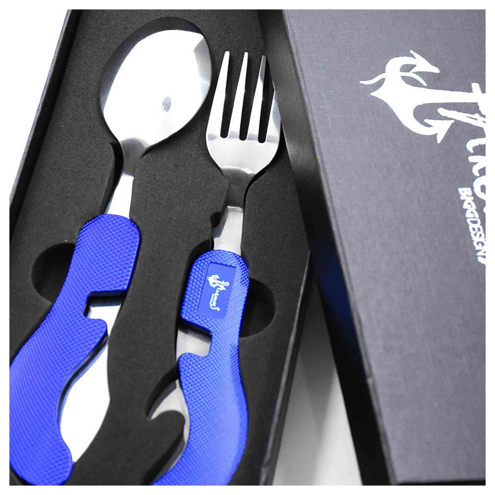 Anemoss - Multi functions Stainless Steel Camp Cutlery Set - Blue