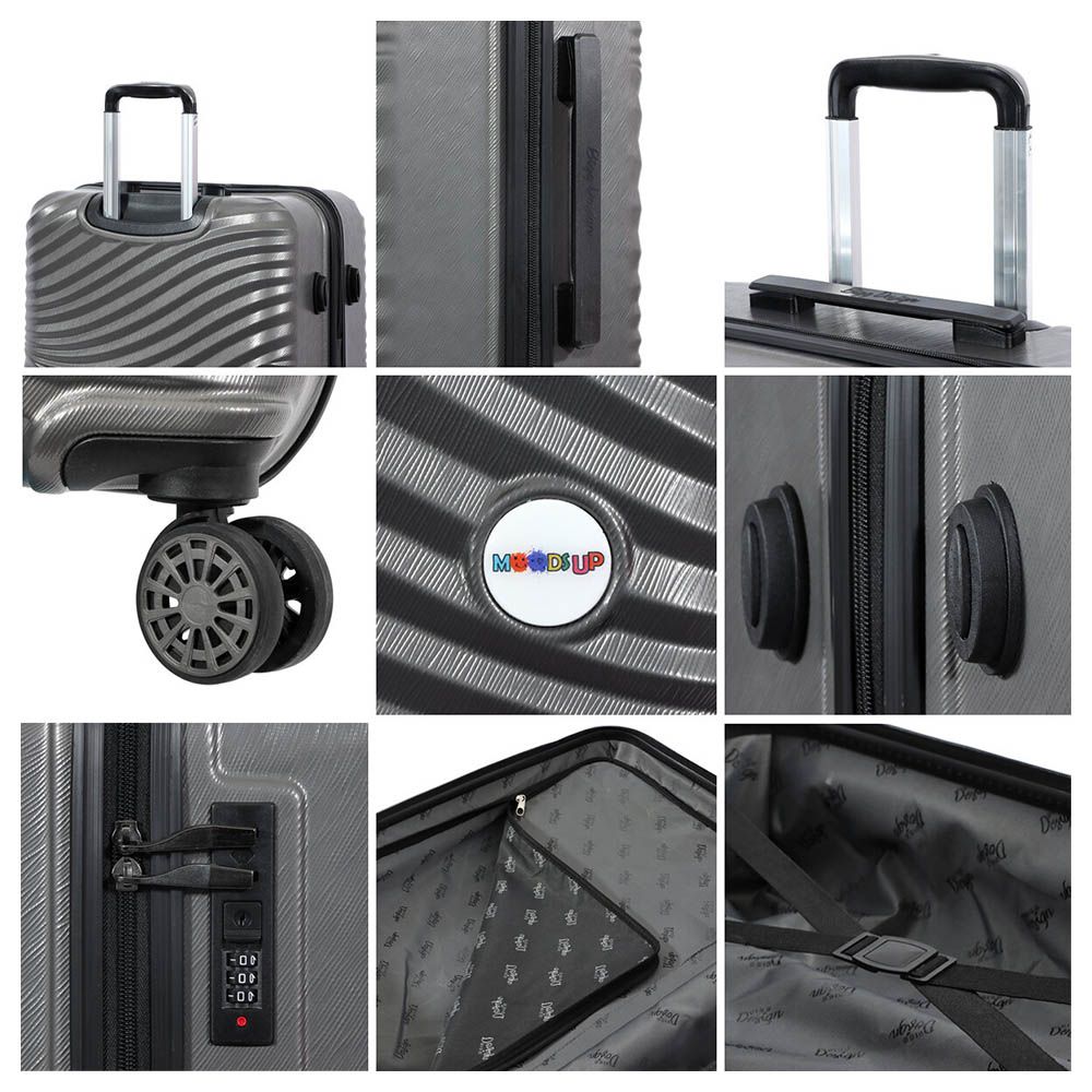 BiggDesign - Moods Up Hard Luggage Sets w/ Spinner Wheels - 3pcs - Anthracite