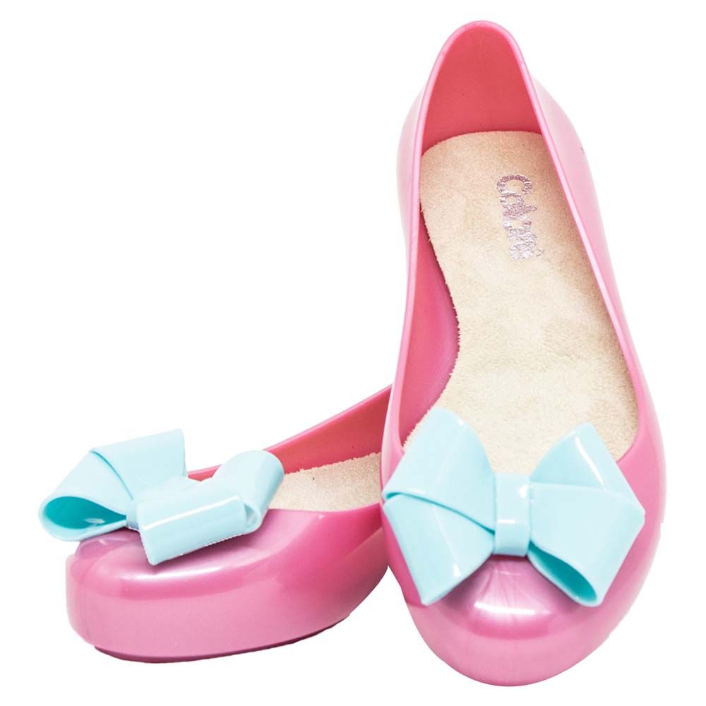 Pimpolho - Blue Bow Applique Shoes - Pink