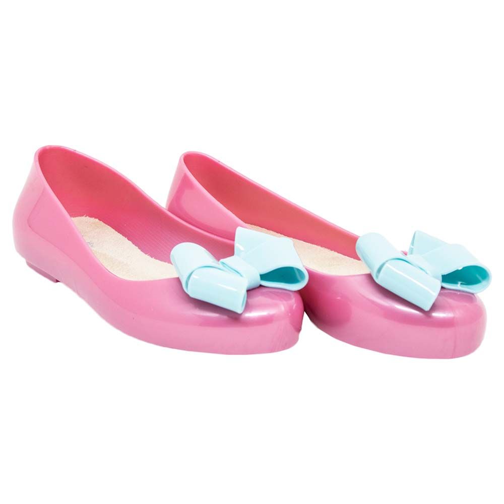 Pimpolho - Blue Bow Applique Shoes - Pink