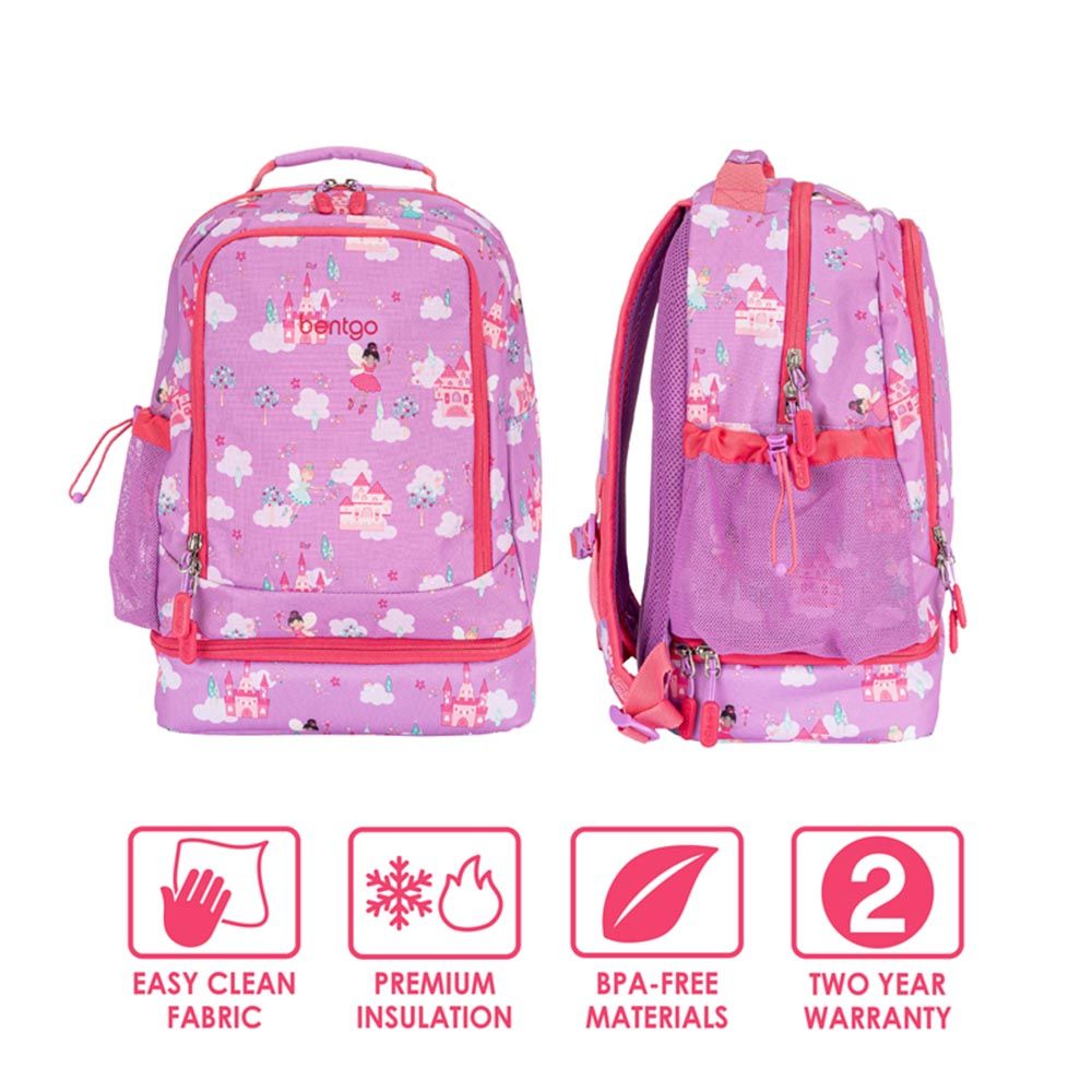 Bentgo - Kids Prints Backpack - Fairies - 2-In-1 Backpack and Insulated Lunch Bag - 16.5-Inch