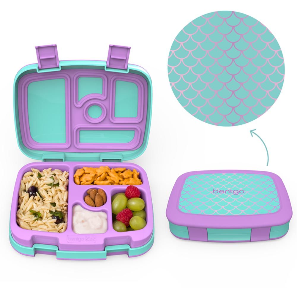 Bentgo - 5 Compartments Kids Prints Lunchbox & Lunchbag - Mermaid