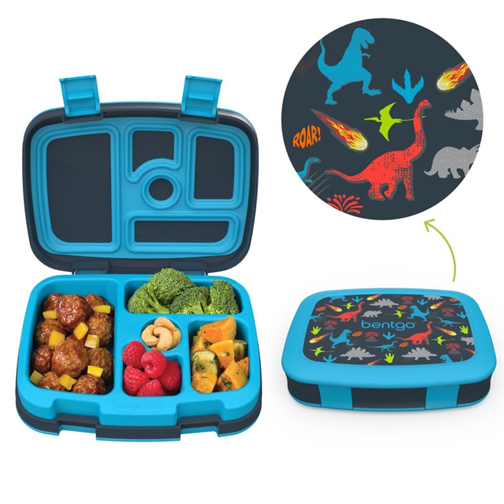 Bentgo - 5 Compartments Kids Prints Lunchbox & Lunchbag - Dinosaur