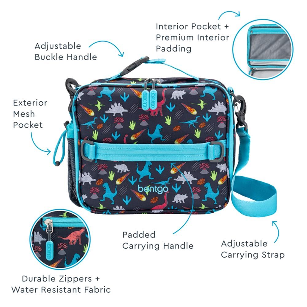 Bentgo - 5 Compartments Kids Prints Lunchbox & Lunchbag - Dinosaur