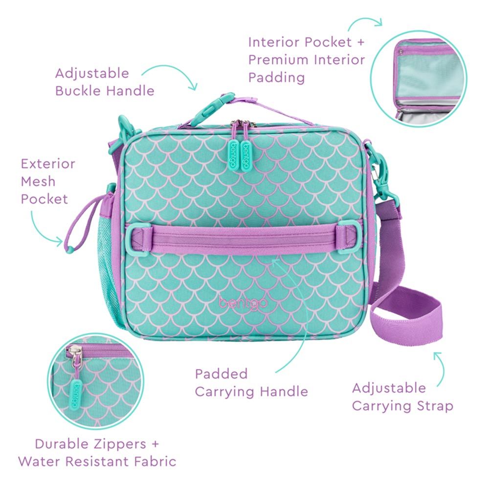 Bentgo - 5 Compartments Kids Prints Lunchbox & Lunchbag - Mermaid