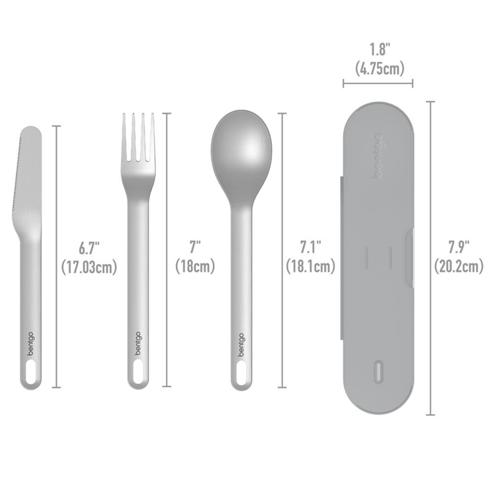 Bentgo - Stainless Steel Utensil Set - Gray - 4 Pcs