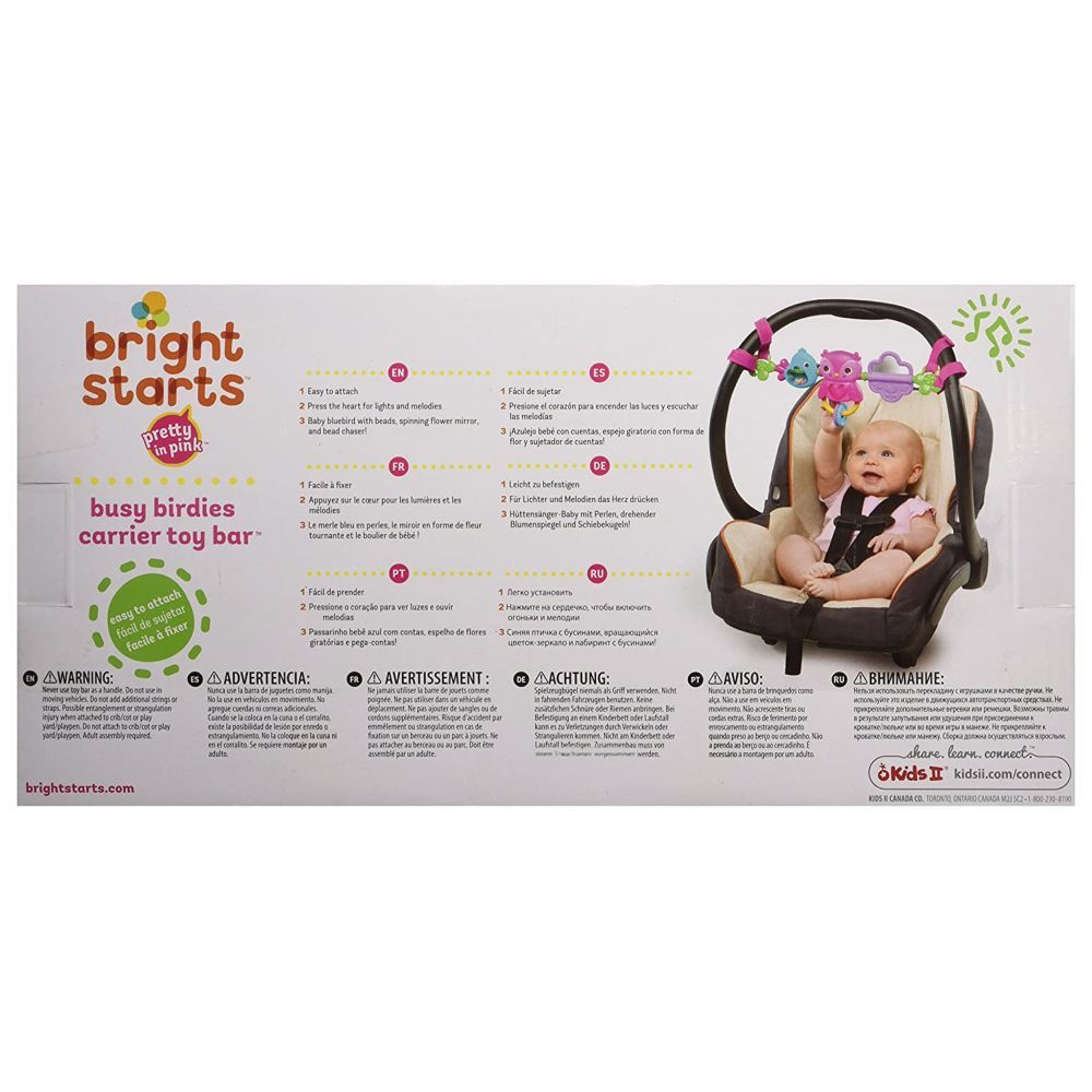 Bright Starts - Busy Birdies Carrier Toy Bar Toy - Pink