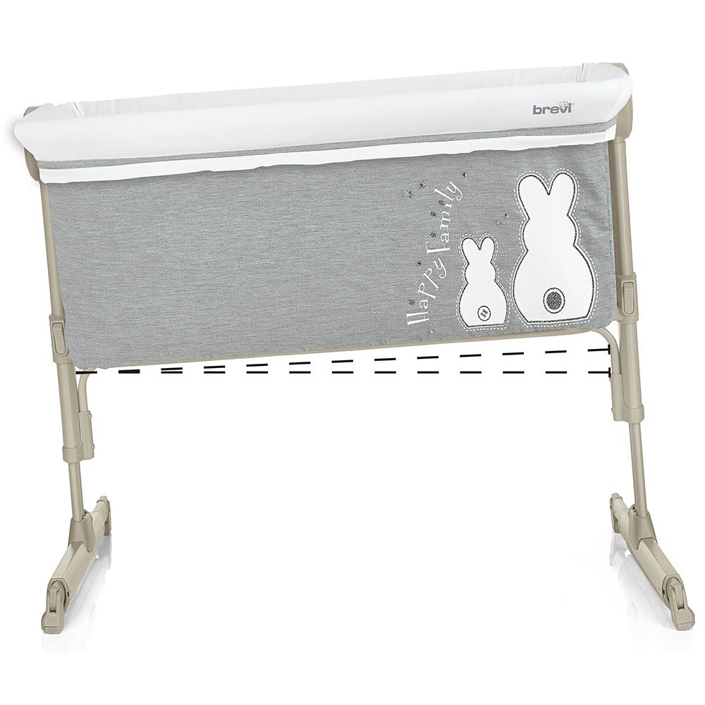 Brevi - Nanna Oh Rocking Bedside Crib - White Grey