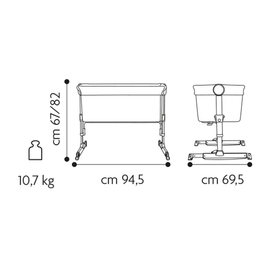 Brevi - Nanna Oh Rocking Bedside Crib - White Grey