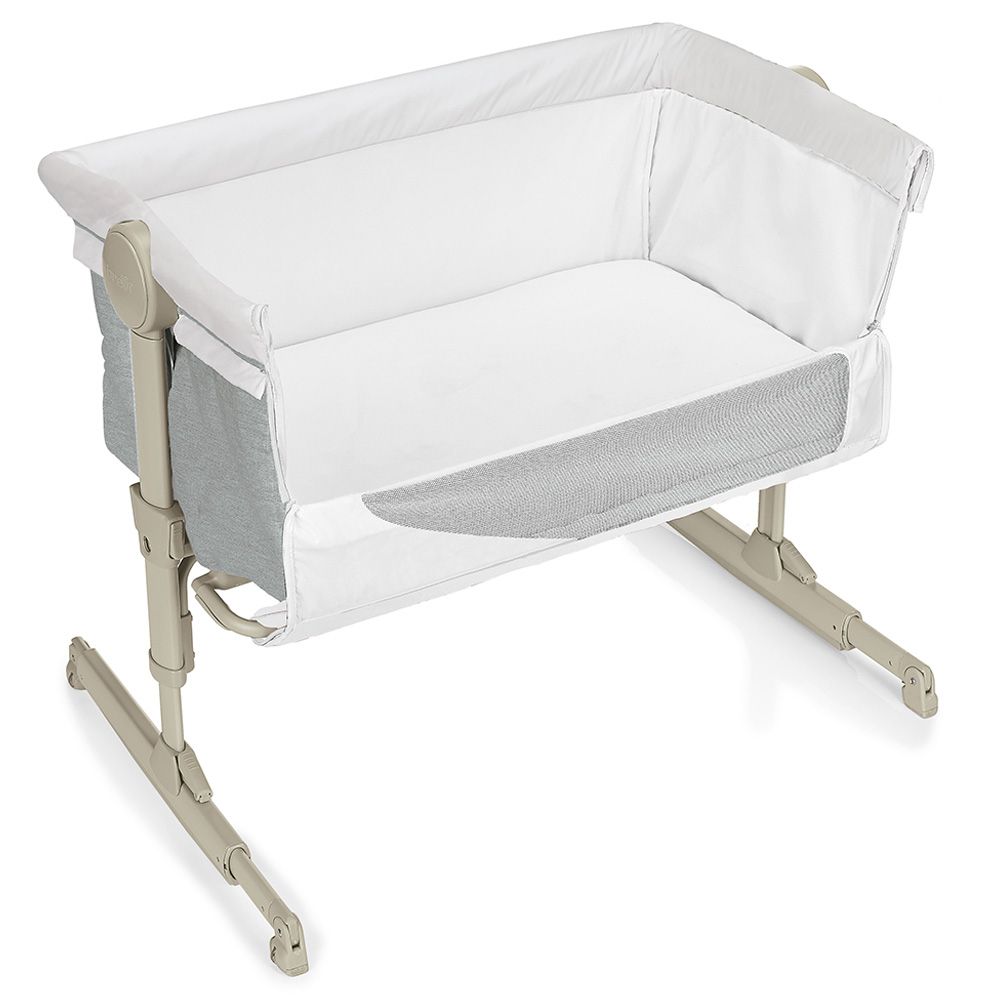 Brevi - Nanna Oh Rocking Bedside Crib - White Grey