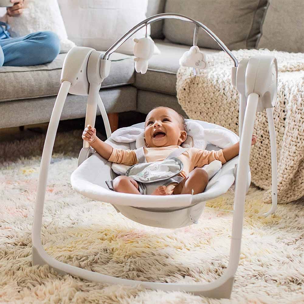 Ingenuity - Comfort 2 Go Portable Swing - Cuddle Lamb - Grey