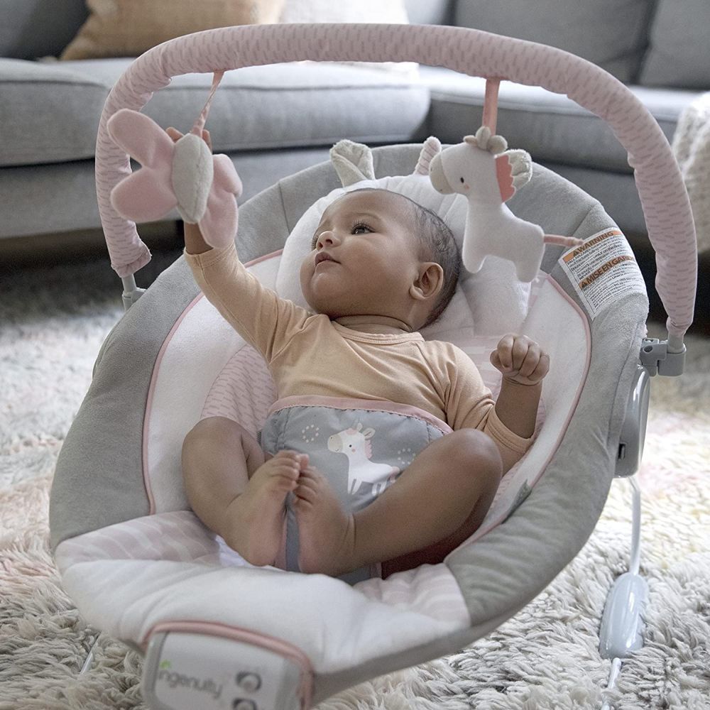 Ingenuity - Cradling Bouncer - Flora The Unicorn - Grey