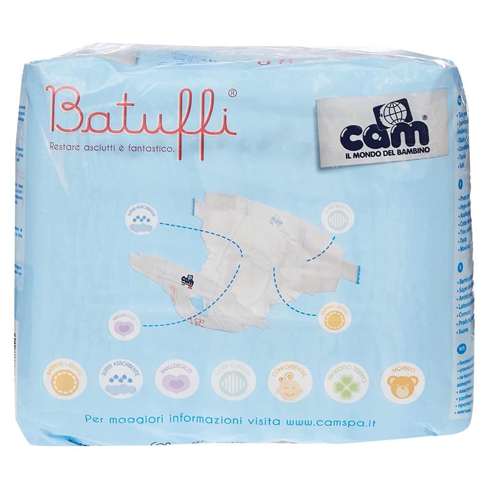 Cam - Batuffi Mini Diapers - 2M - 3 To 6 Kg - Blue - Pack of 21