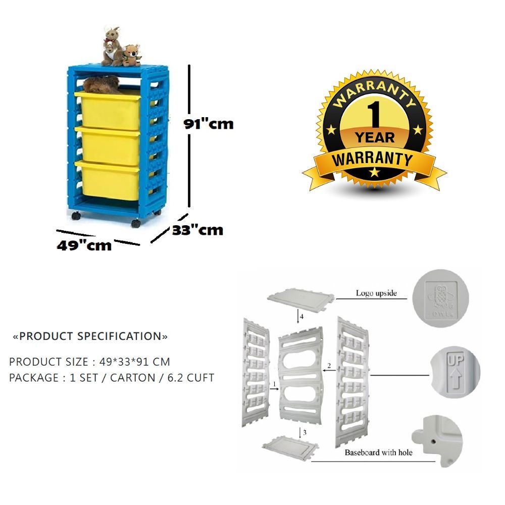 Ching Ching - 3 Drawers Cabinet With Castors - Assorted