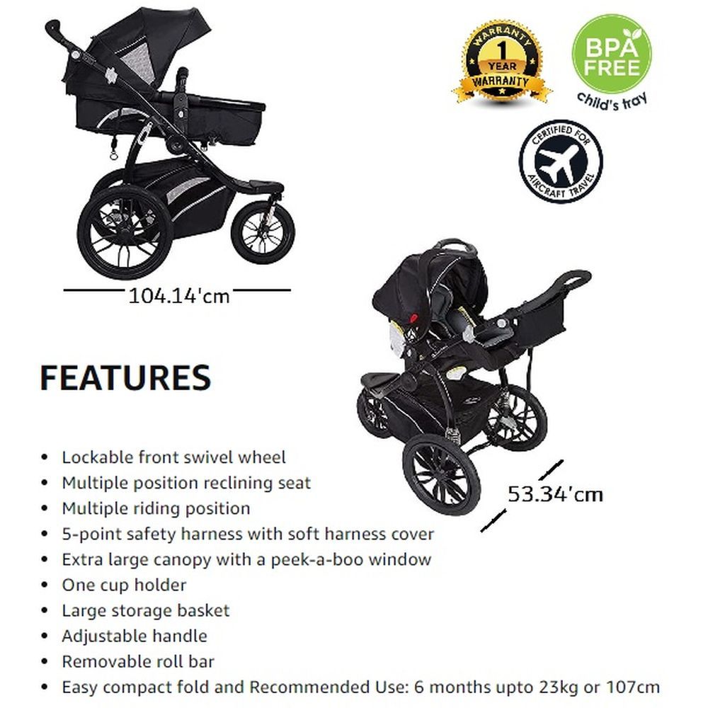 Babytrend - Bolt Performance Snap Tech Stroller - Asphalt