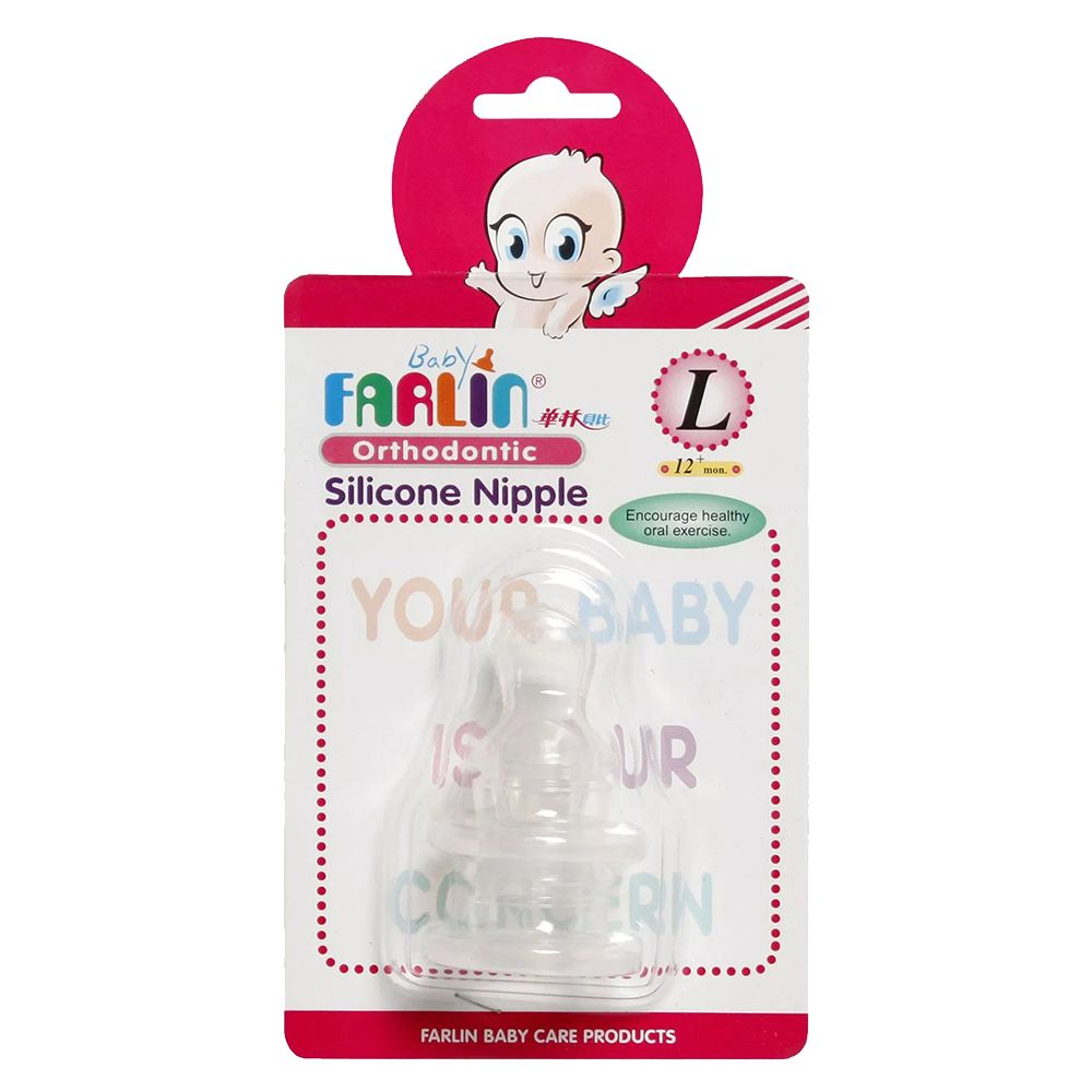 FARLIN - Orthodontic Silicone Standard Neck Nipple - Clear