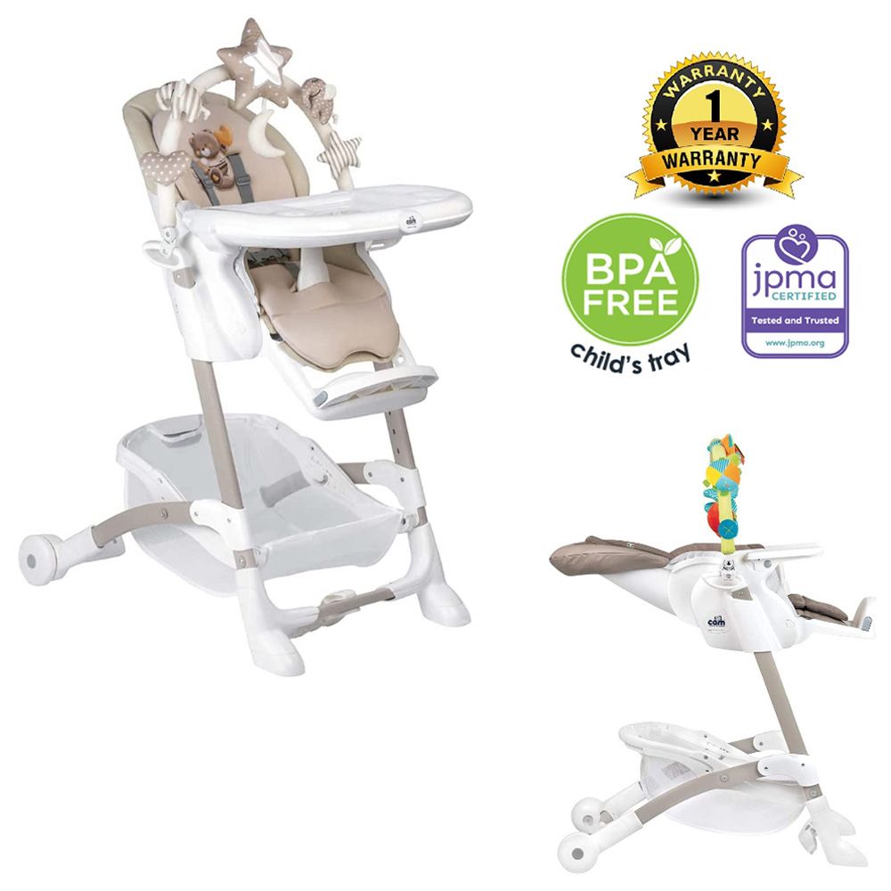 Cam - Istante High Chair With Toy Bar - Beige