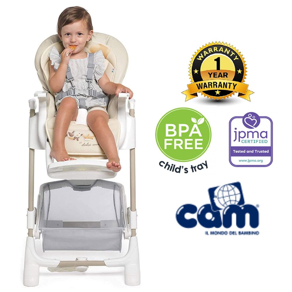 Cam - Istante High Chair With Toy Bar - Beige