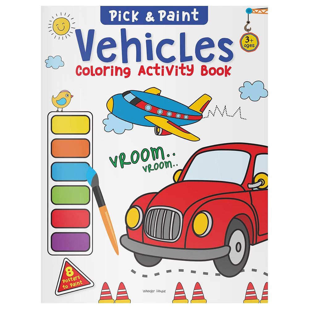  كتاب pick & paint coloring activity: vehicles