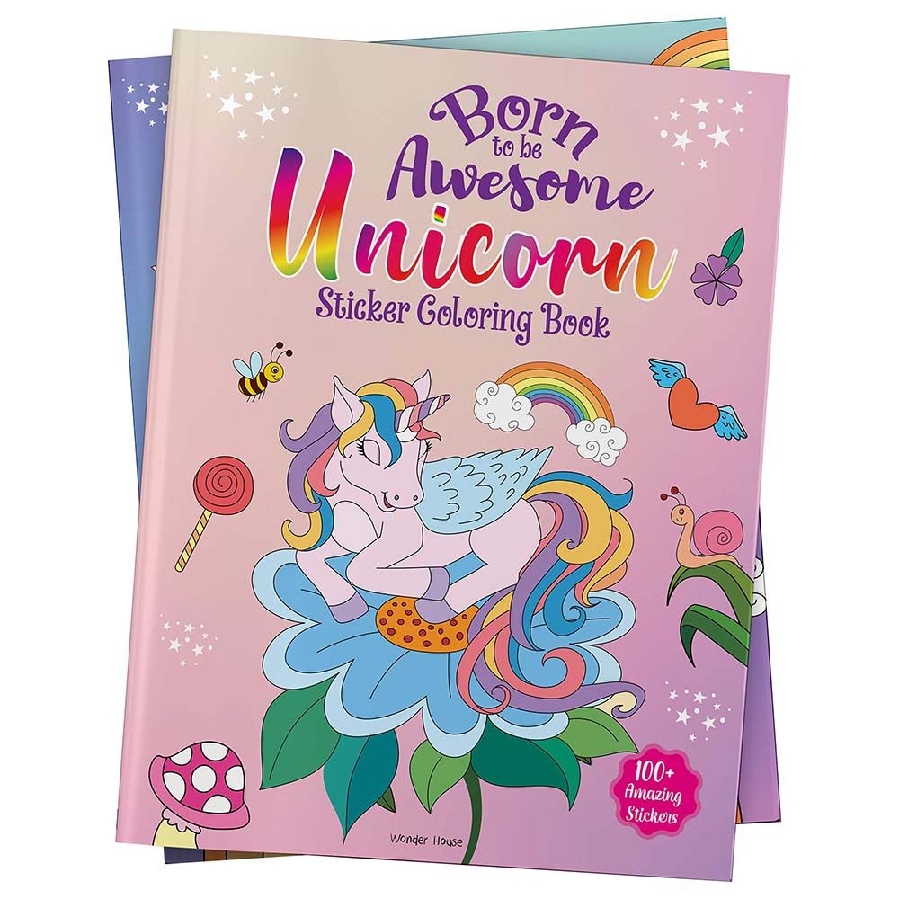  كتاب unicorn the rainbow sticker coloring book