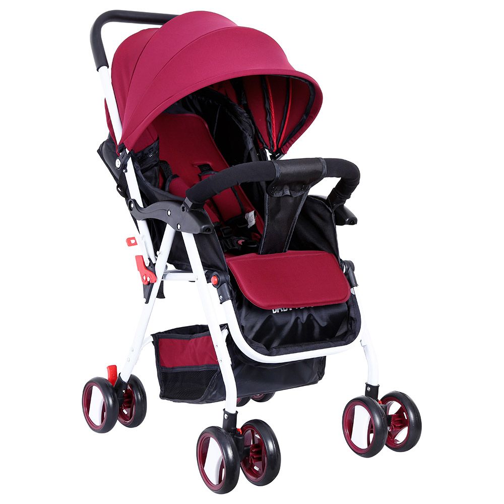 Baby Plus - Stroller Cum Pram - Wine Red & Black