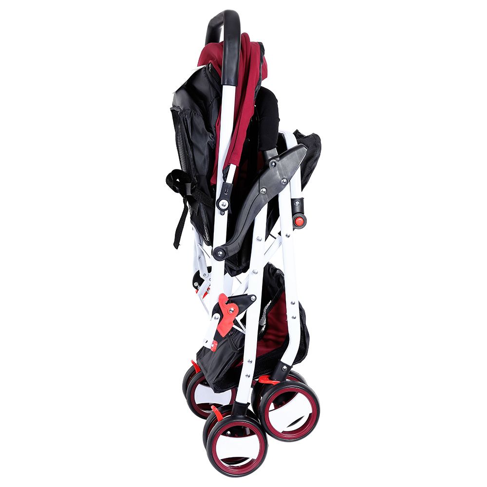 Baby Plus - Stroller Cum Pram - Wine Red & Black