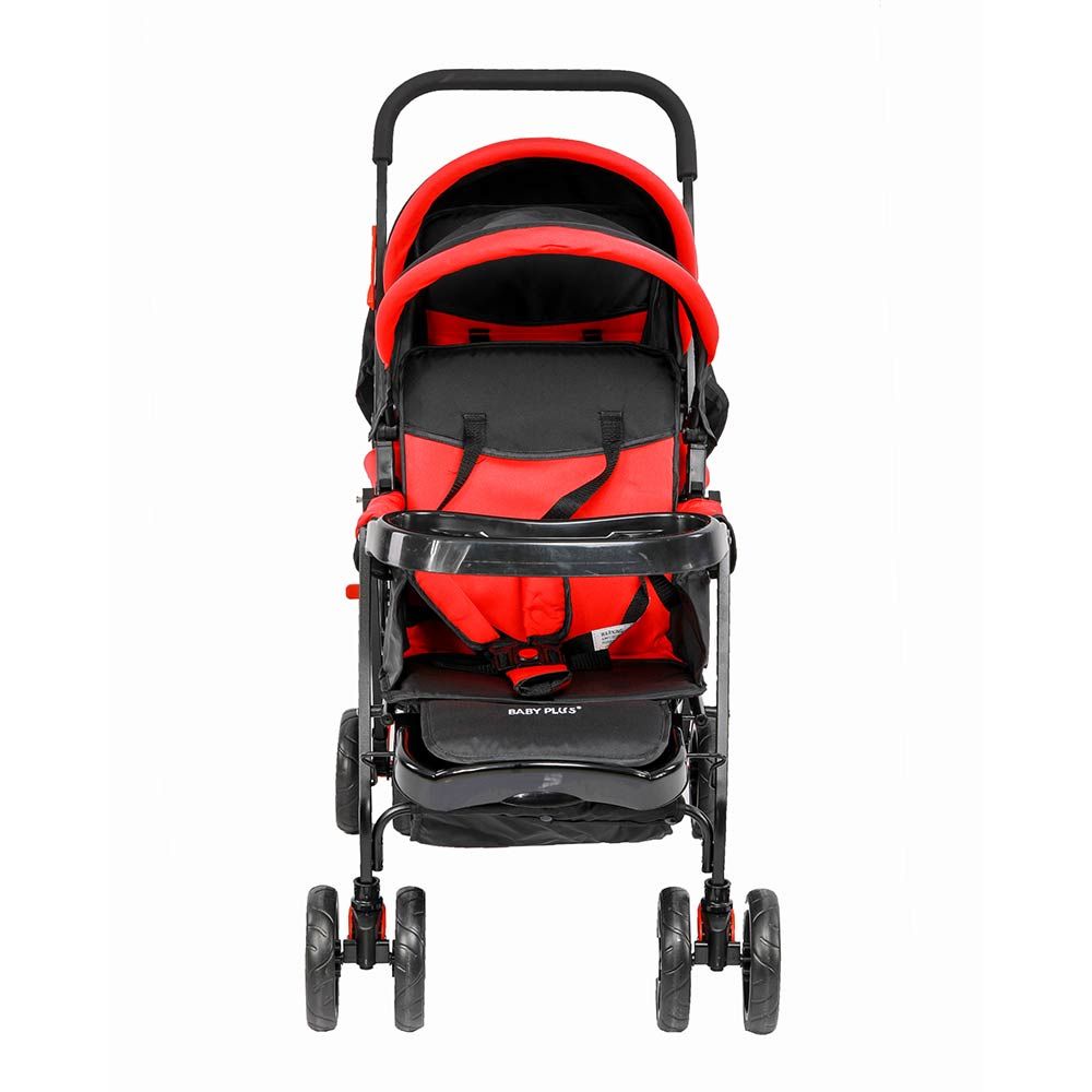 Baby Plus - Twin Stroller With Reclining Seat - Red