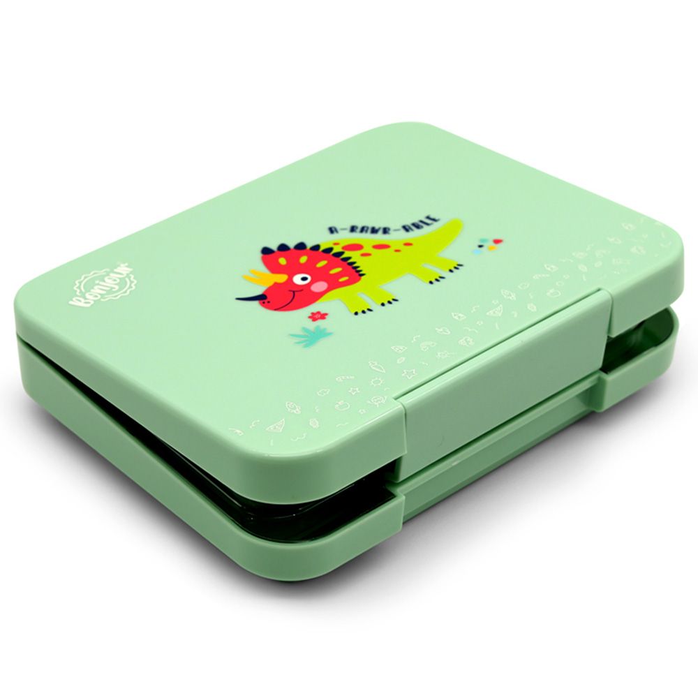 Bonjour - Uni Clip Tiffin Bento Lunch Box - Green Dino