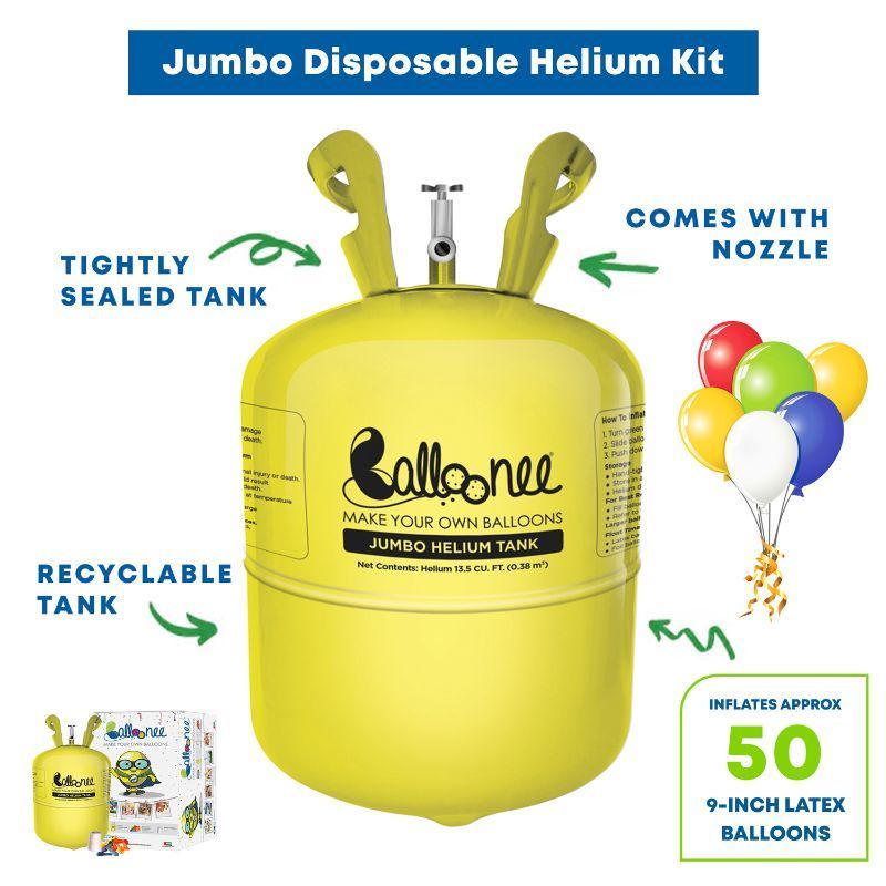 Balloonee - Jumbo Disposable Helium Party Kit With 50 Balloons