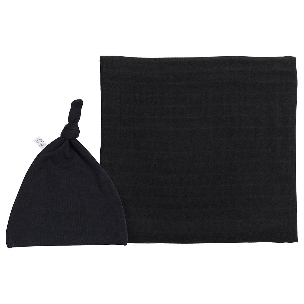 Anvi Baby - Organic Bamboo Beanie & Swaddle Set - Charcoal