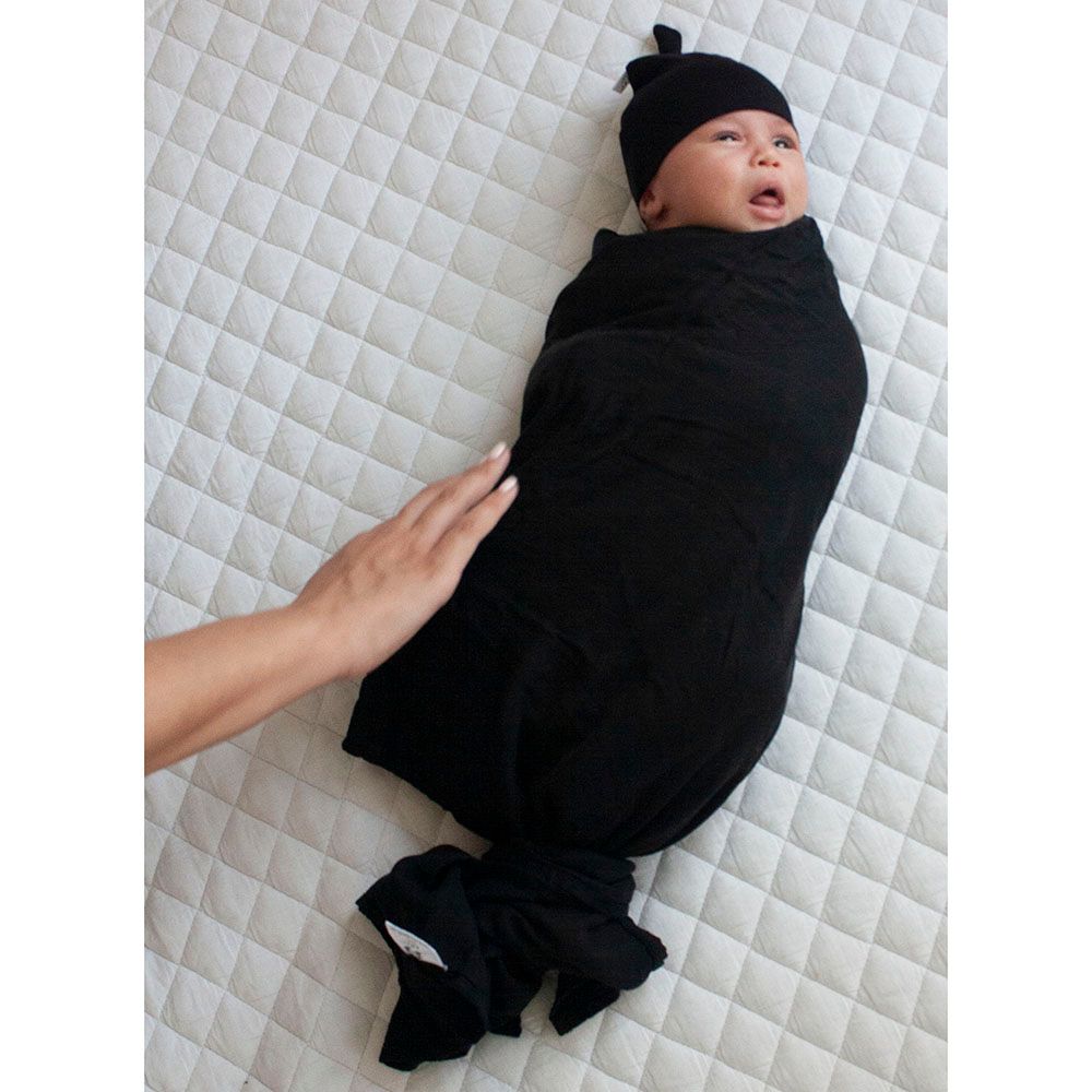 Anvi Baby - Organic Bamboo Beanie & Swaddle Set - Charcoal