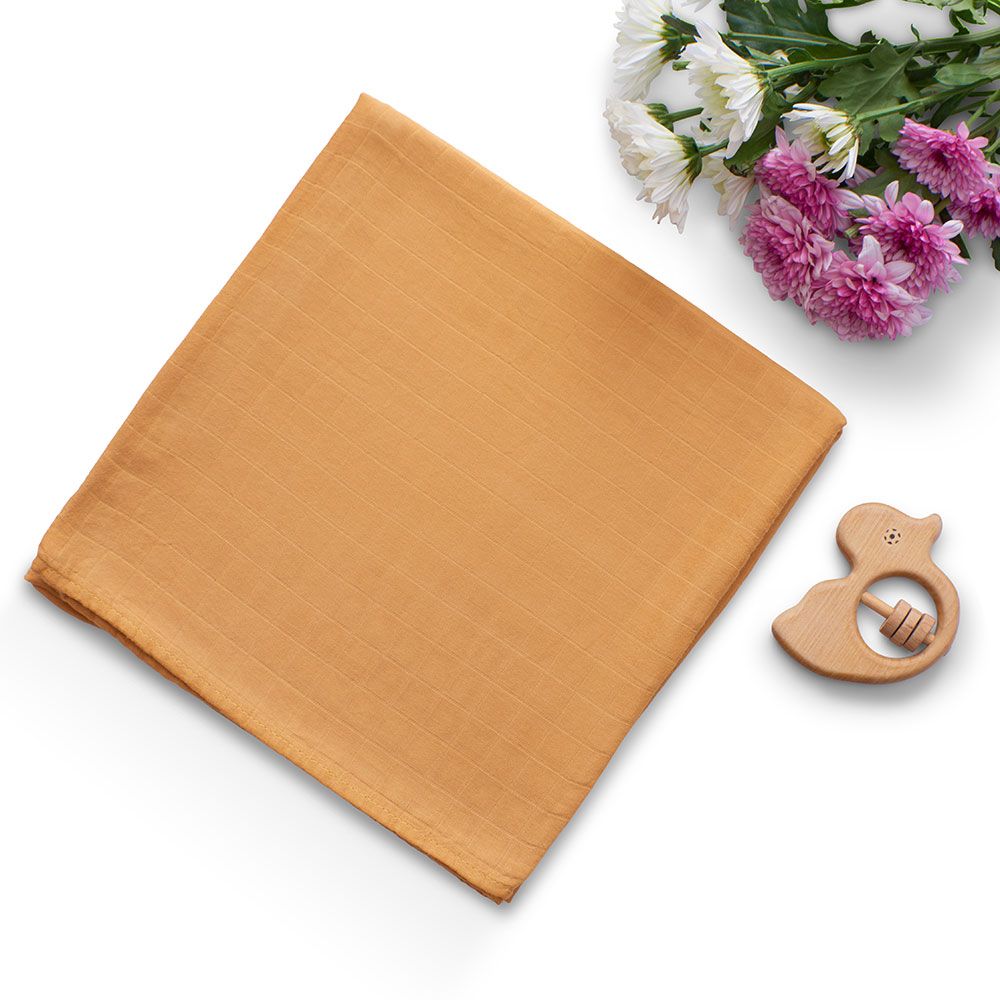 Anvi Baby - Organic Bamboo Muslin Swaddle - Mustard Fields