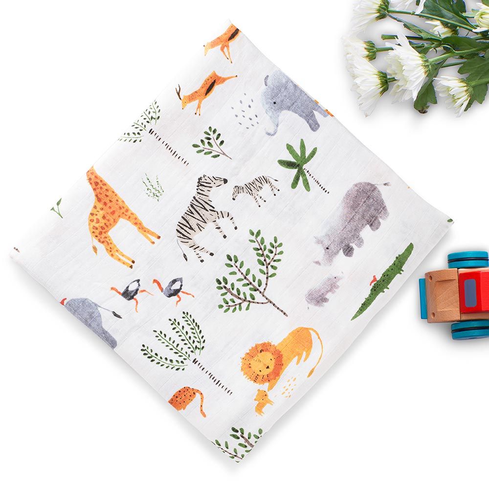 Anvi Baby - Bamboo Muslin Swaddle Wrap - The Mighty Jungle