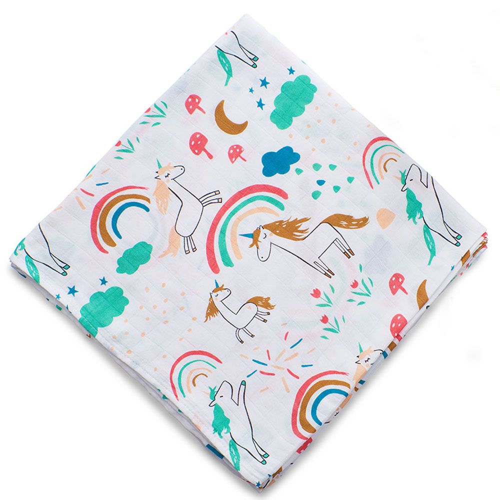 Anvi Baby - Organic Bamboo Muslin Swaddle - Unicorn Nation