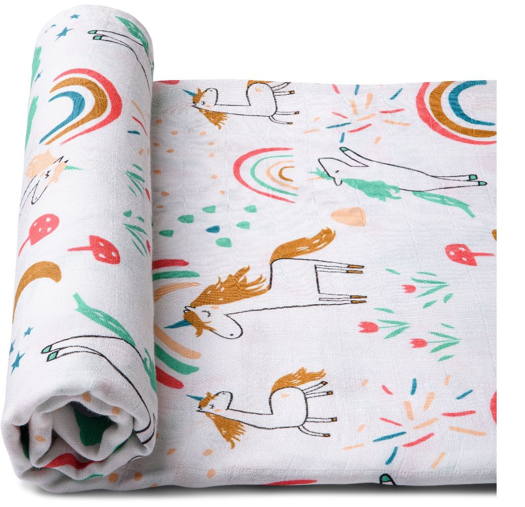 Anvi Baby - Organic Bamboo Muslin Swaddle - Unicorn Nation