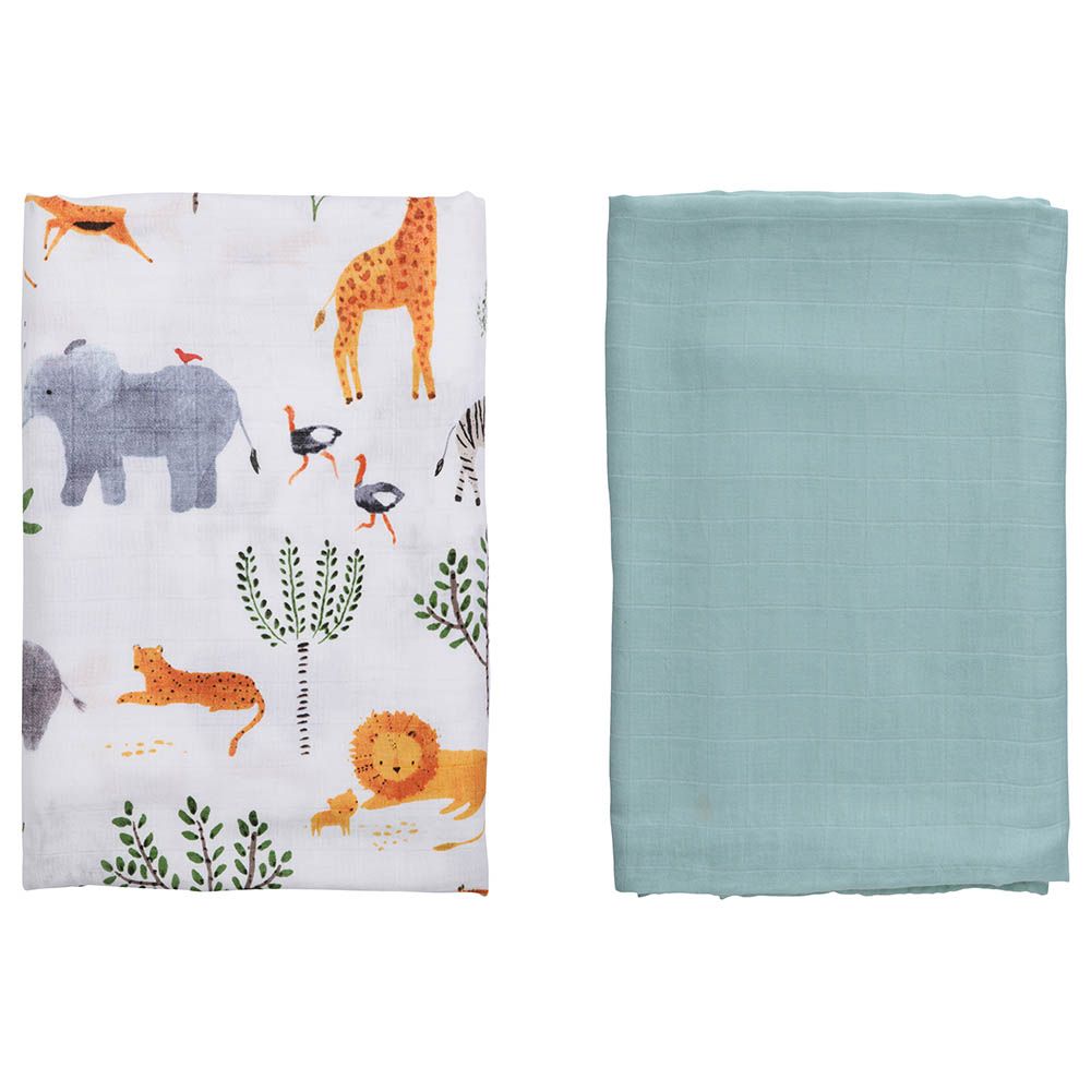 Anvi Baby - Set Of 2 Organic Bamboo Swaddle - Green Forest