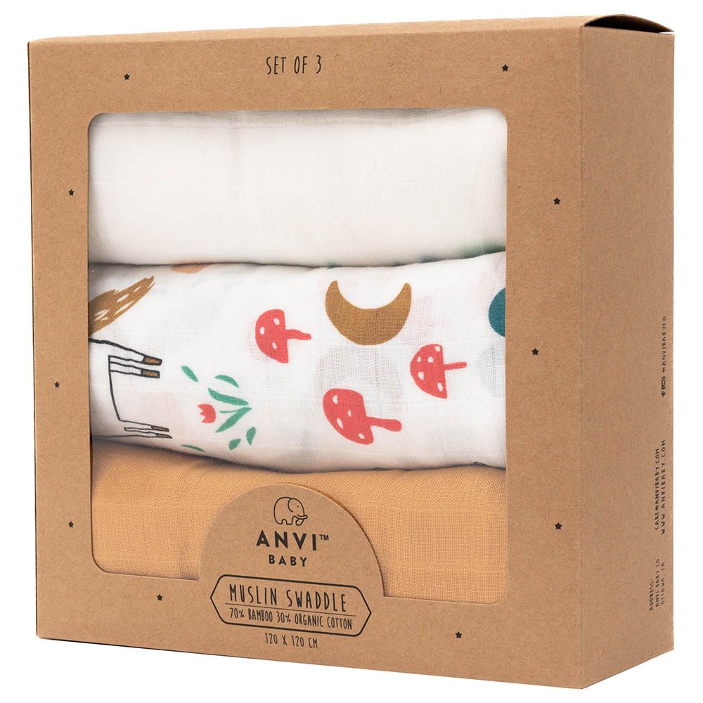 Anvi Baby - Unicorn Dreams Bamboo Swaddle 120x120cm - Pack of 3