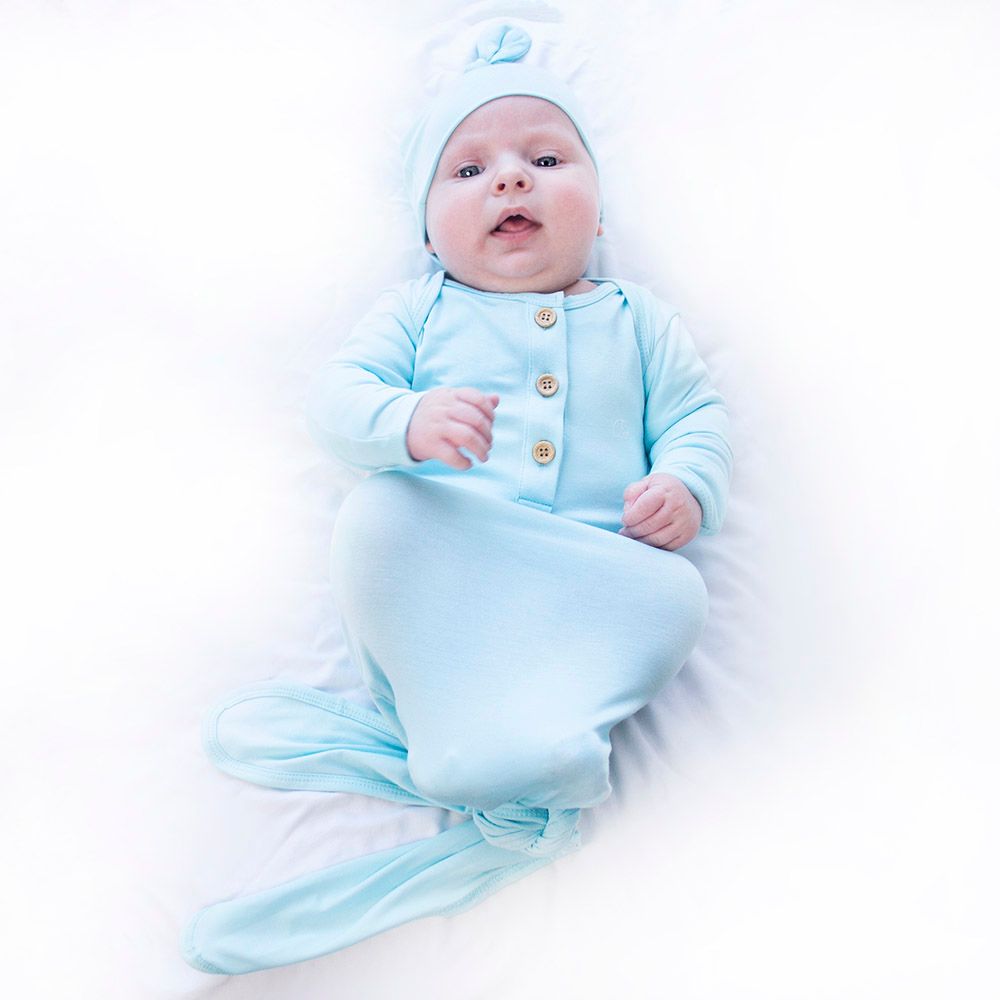 Anvi Baby - Knotted Gown & Beanie Set - Glacier