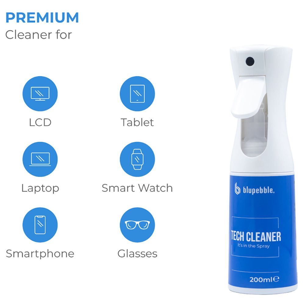 Blupebble - Tech Cleaner Spray Bottle w/ Cleaning Cloth - 200 ml 