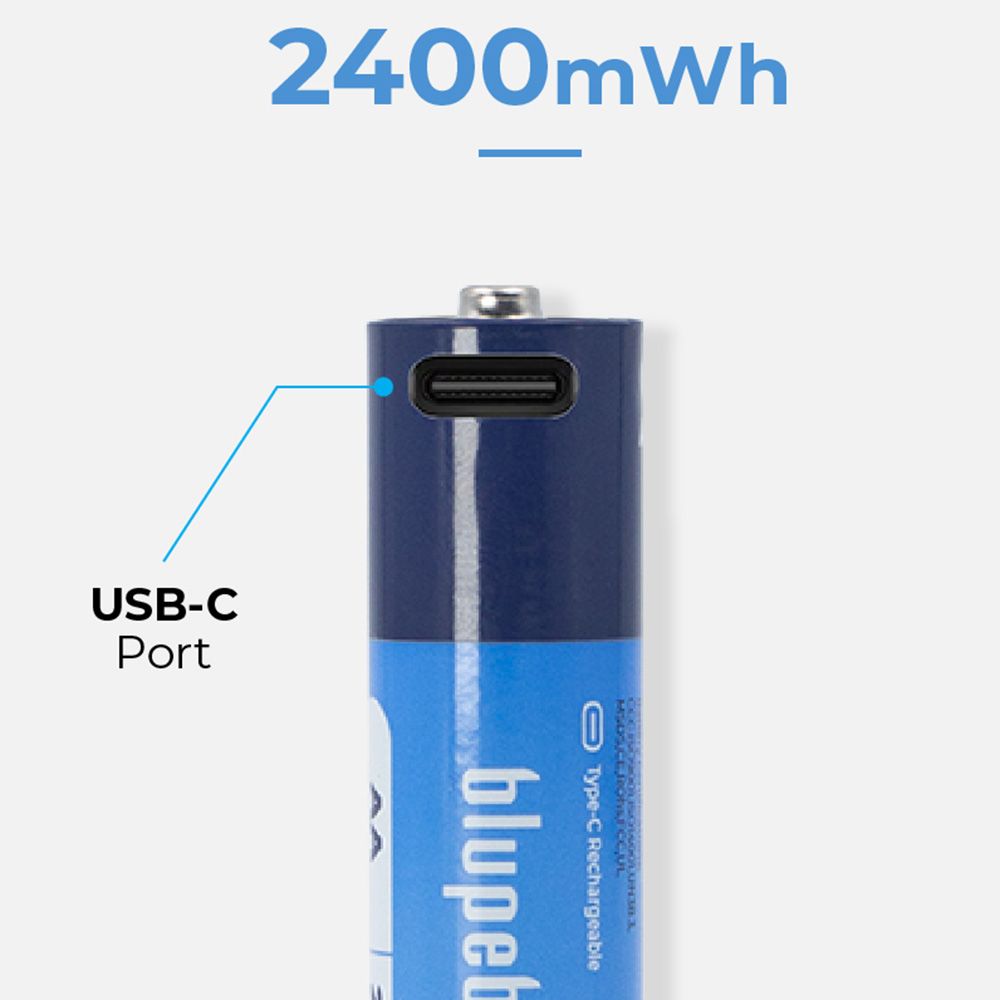 Blupebble - Blucell Type C AA 1600mAh Batteries - Pack of 4