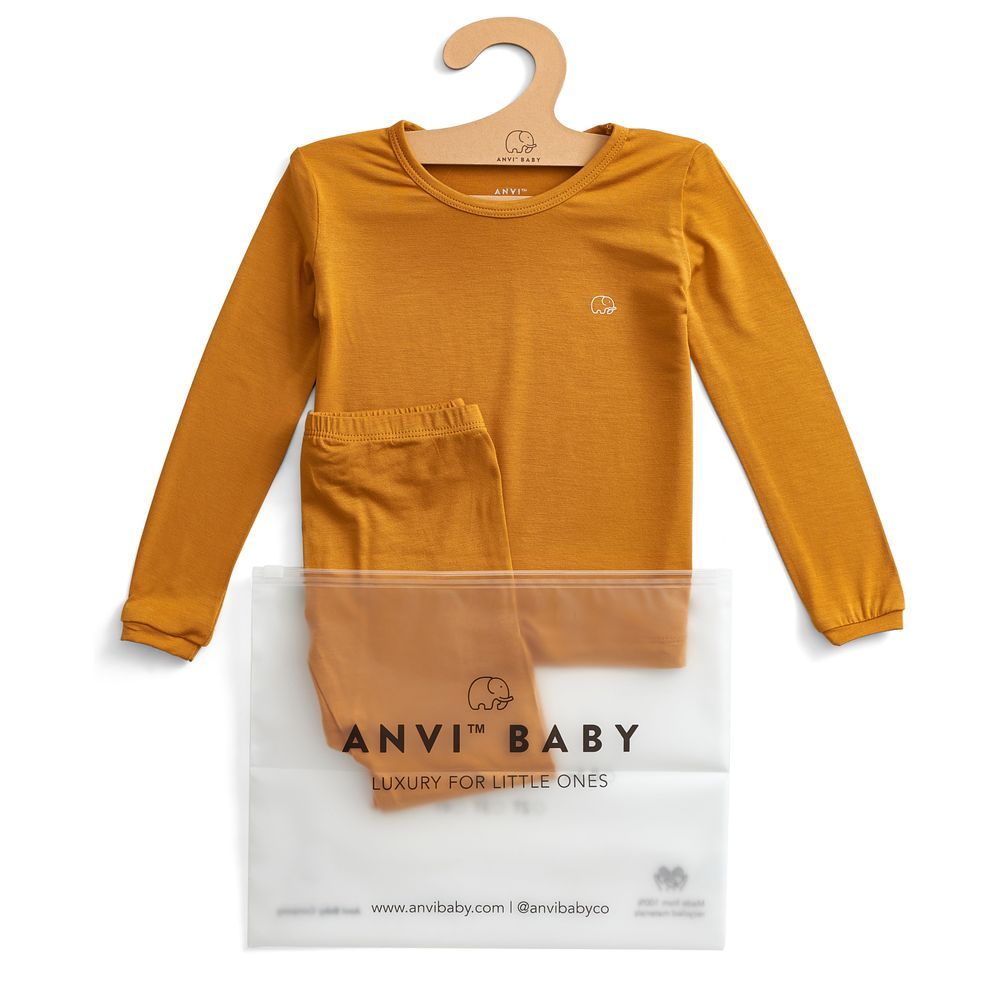 Anvi Baby - 2pc-Set - Bamboo Spandex Pyjama - Mustard_2Y