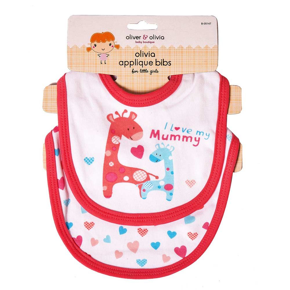 Oliver & Olivia - Girl Applique Bibs 2pk - Giraffe