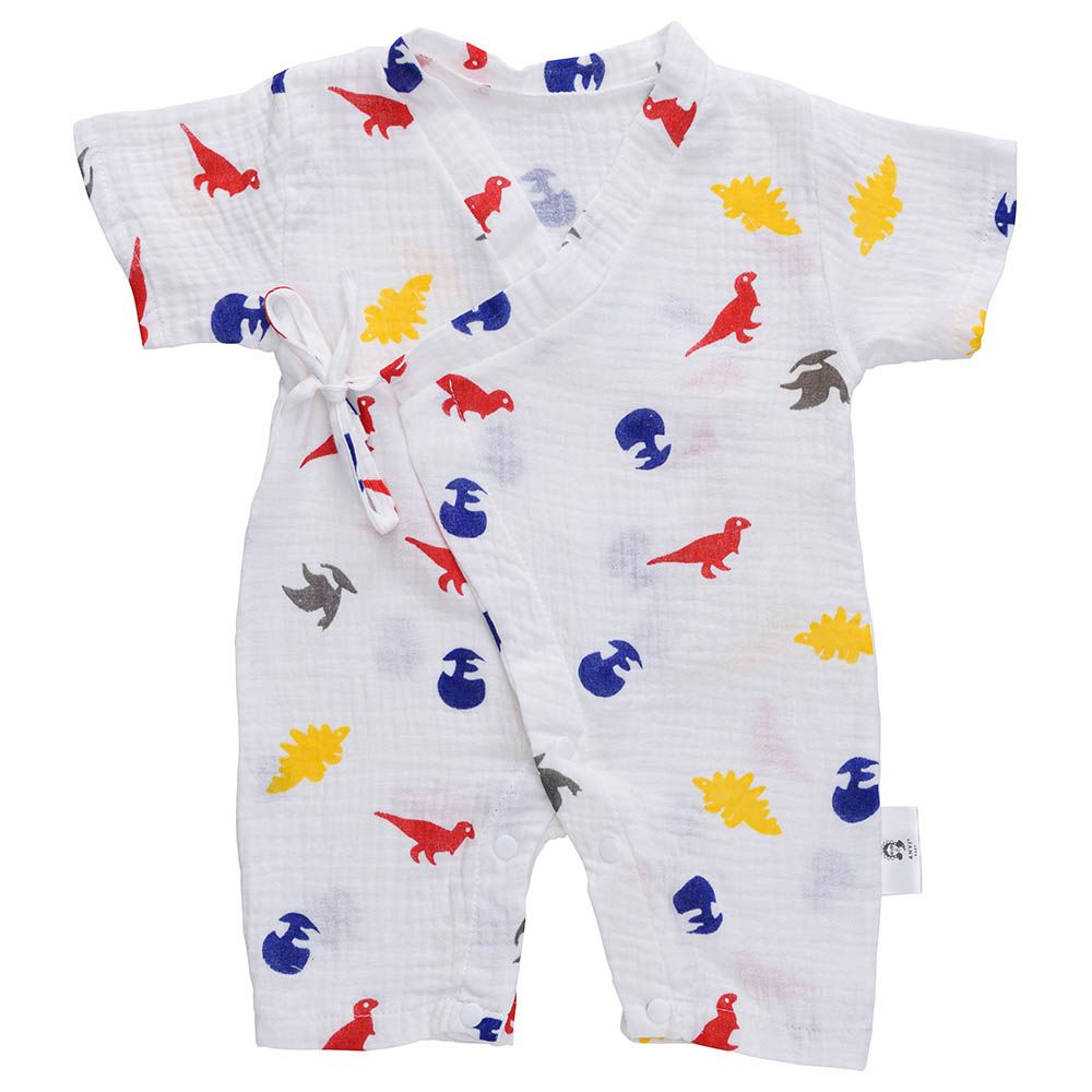 Anvi Baby - Organic Muslin Kimono Romper - Dino - Mite