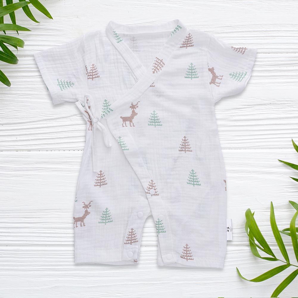 Anvi Baby - Organic Muslin Kimono Romper, Silent Night