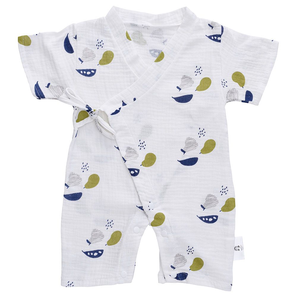 Anvi Baby - Organic Muslin Kimono Romper, Perfect Pear