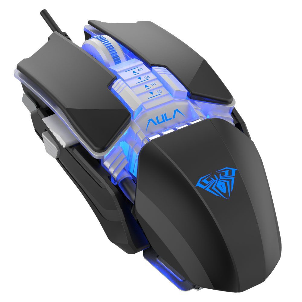 Aula - Fire Wired Gaming Mouse Black Rainbow Backlight - Black