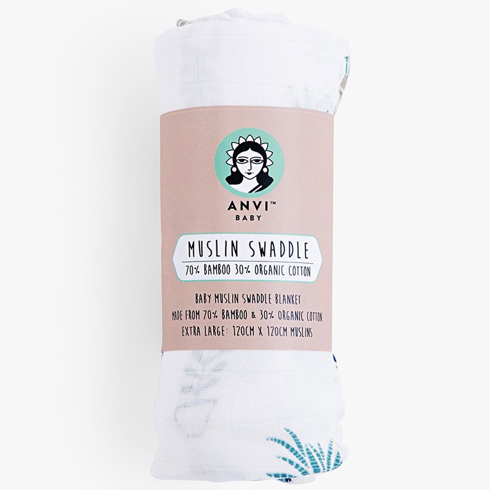 Anvi Baby - Organic Bamboo Muslin Swaddle Wrap - Cactus