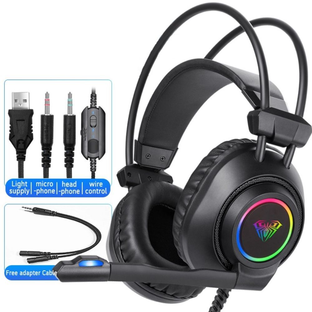 Aula - S600 3.5mm Lighting Gaming Headset W/ Mic - Black