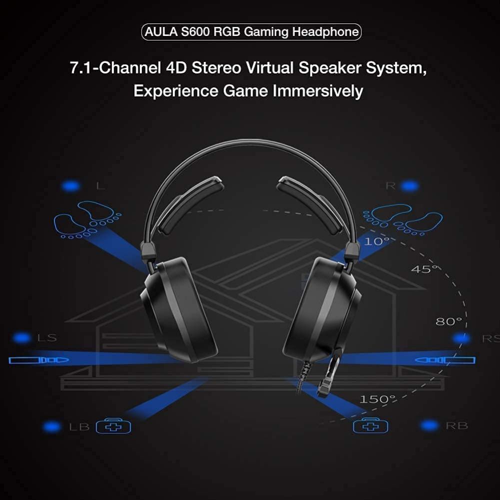 Aula - S600 3.5mm Lighting Gaming Headset W/ Mic - Black